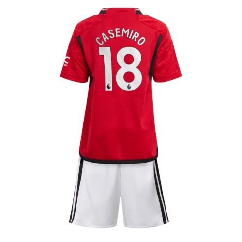 Maillot de foot Manchester United Casemiro #18 Domicile enfant 2023-24 Manches Courte (+ pantalon court)
